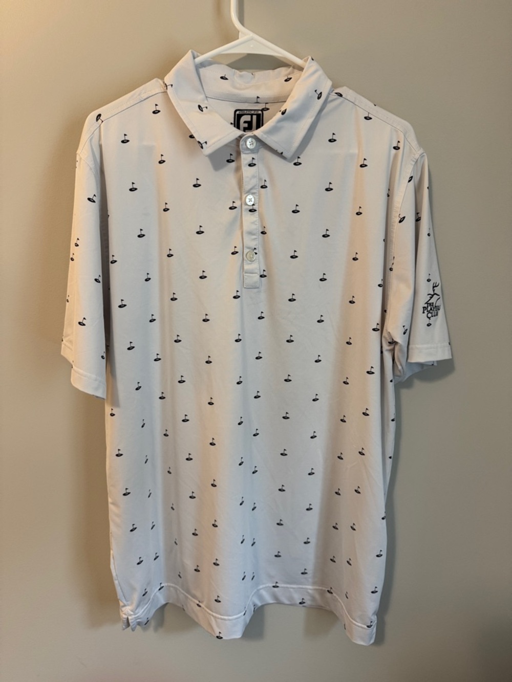 FootJoy White Polo with Small Navy Motif